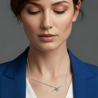 An illustration of how our convergence necklace looks when worn.