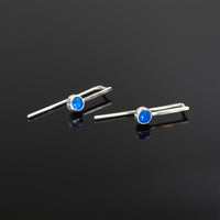 Sterling silver Echo earrings with lapis lazuli stones by Rouaida.