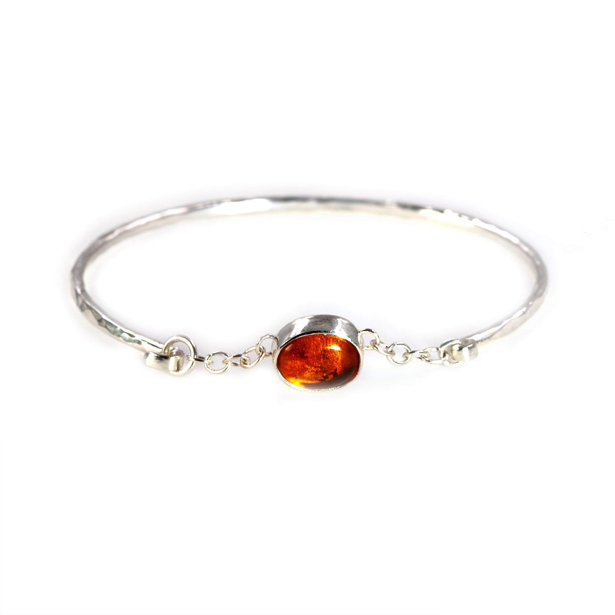 Sterling silver Melody bangle with amber stone by Rouaida.
