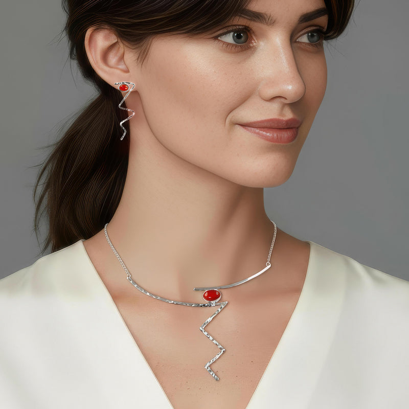 An illustration of how our Adonis necklace and earrings  look when worn.