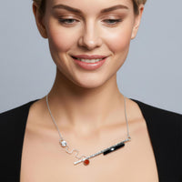 An illustration of how our Apex necklace looks when worn.