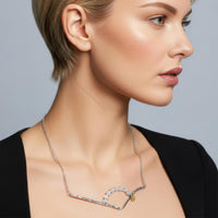 An illustration of how our Hero necklace looks when worn.