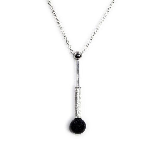 Silver Arquilian necklace by Rouaida with blue gold sandstone.