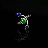 Silver Constellation ring with lapis lazuli and aventurine stones. 