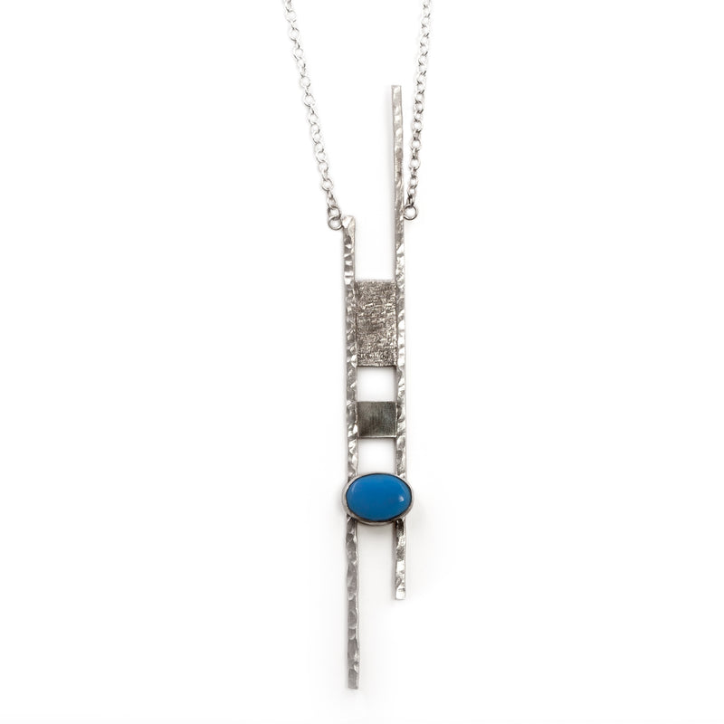 Sterling silver Corinthian necklace with chalcedony stone by Rouaida.