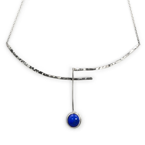 Deep Blue necklace in sterling silver with lapis lazuli by Rouaida.