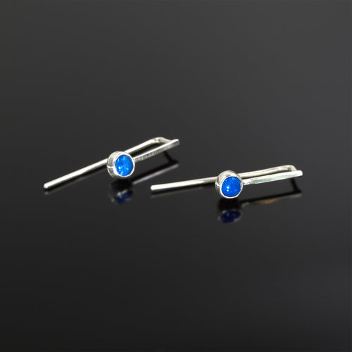 Sterling silver Echo earrings with lapis lazuli stones by Rouaida.