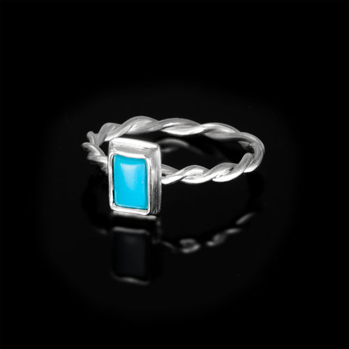 Silver hope eternal ring with turquoise stone.