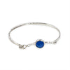 Sterling silver Melody bangle with blue agate stone by Rouaida.