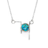Silver One World necklace by Rouaida with turquoise stone.