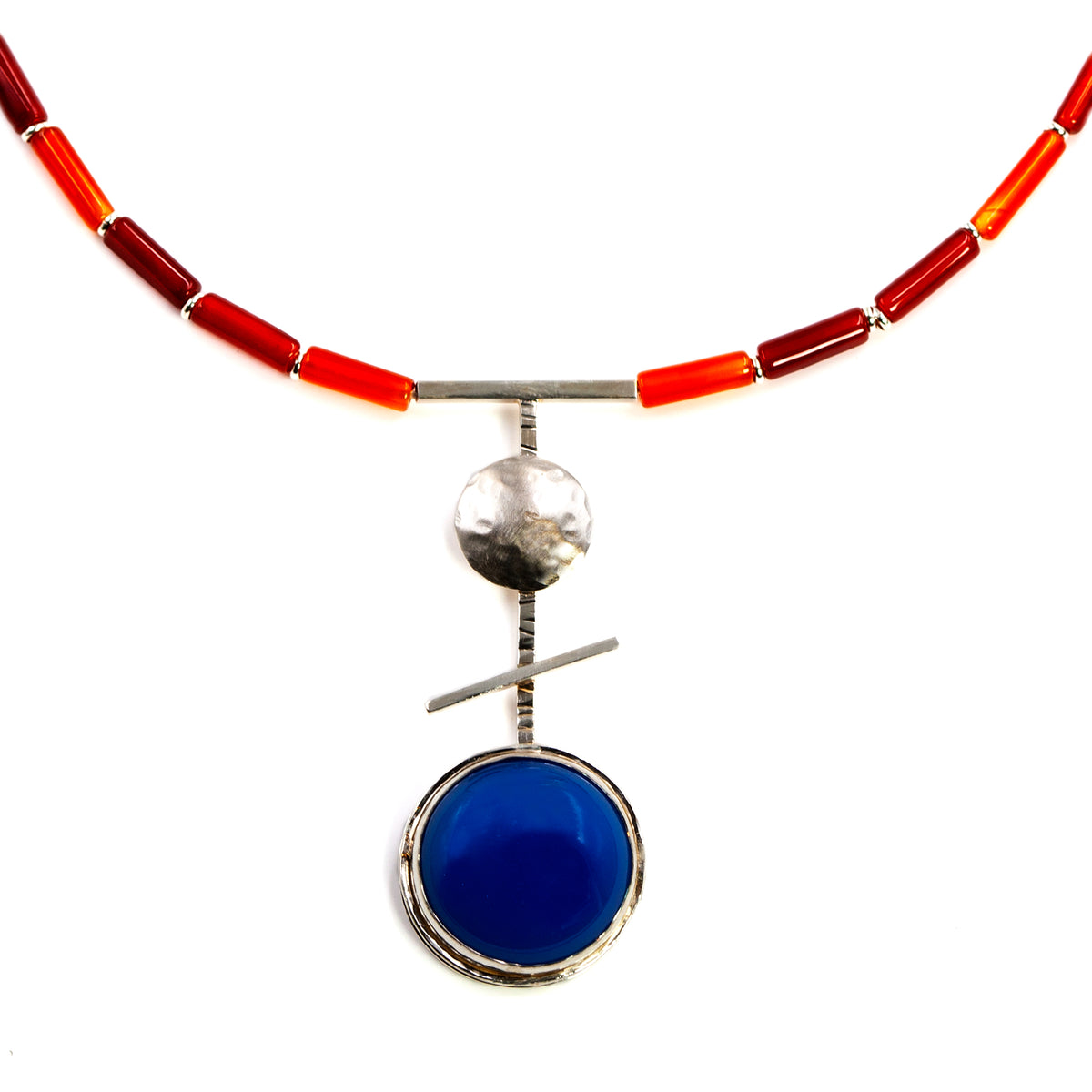 Orb necklace with blue agate by Rouaida.