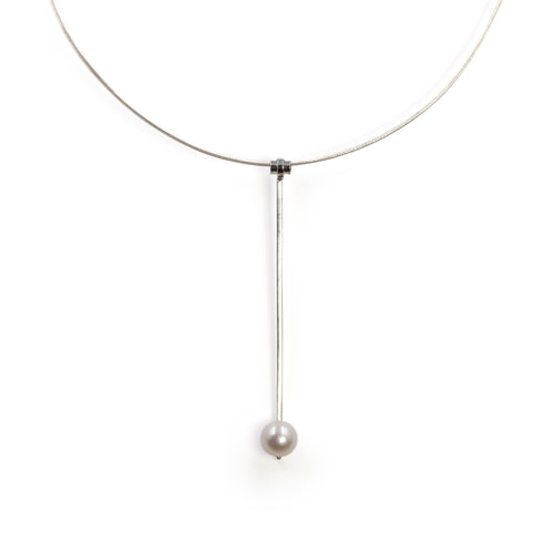 Sterling silver Purity necklace with freshwater pearl by Rouaida.