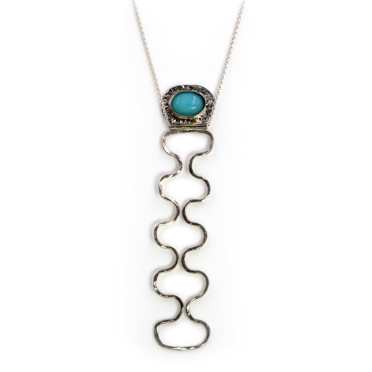Sterling silver Ripple necklace with amazonite stone by Rouaida.