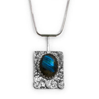 Silver Siege of Troy necklace by Rouaida with labradorite stone.