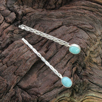Athena earrings in sterling silver with amazonite stones by Rouaida.