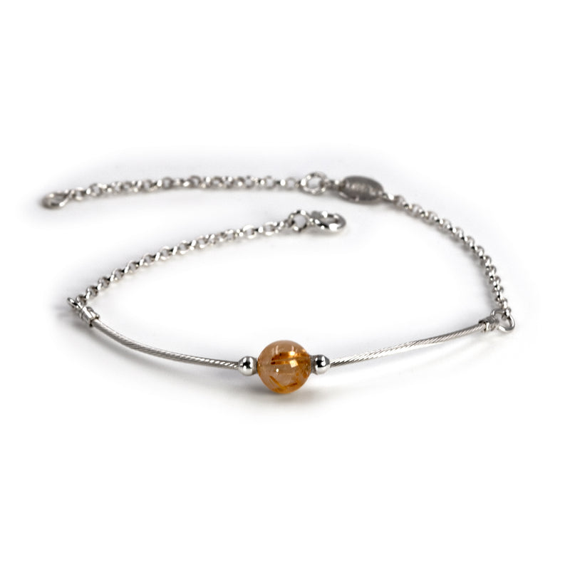Sterling silver Zenith bracelet with rutilated quartz by Rouaida.